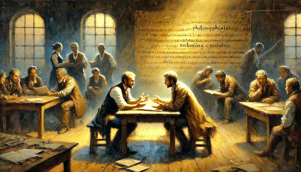 活発に議論を交わす二人の男性のイメージ画像