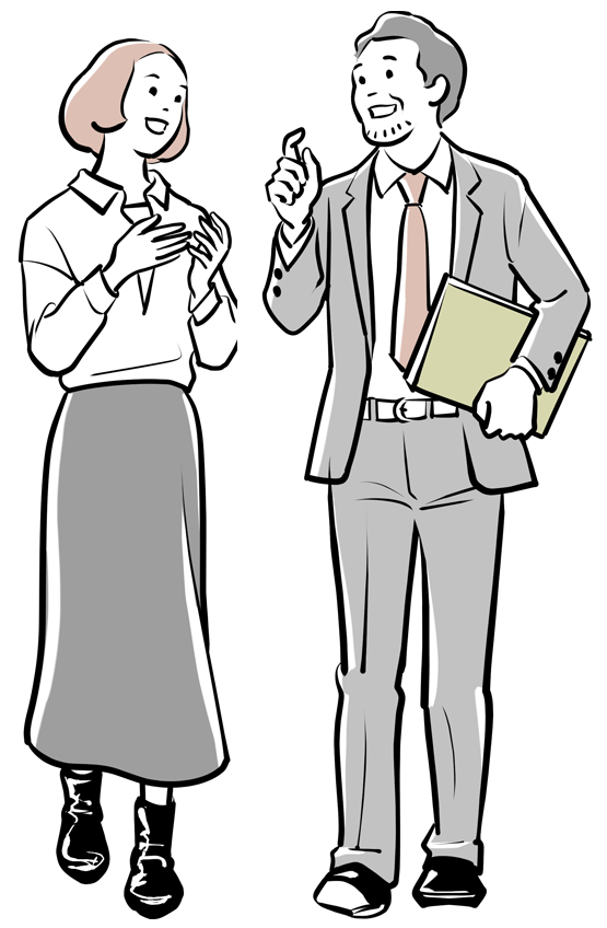 書類を抱える笑顔の男性のイラスト